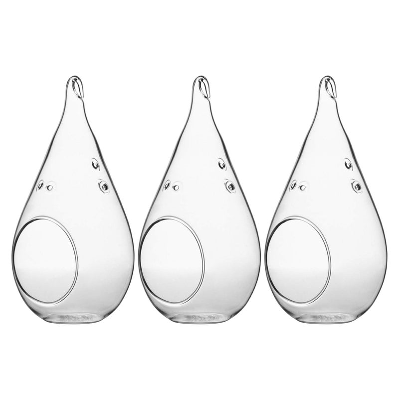 WGVI WGV Glass Hanging Plant Terrarium Bulk, Width 3.5", Height 7", Teardrop DIY Air Succulent Planter Clear Tea Light Votive Candle Holder, Wedding Event Office Home Outdoor Decor, 3 Pieces - Image 1